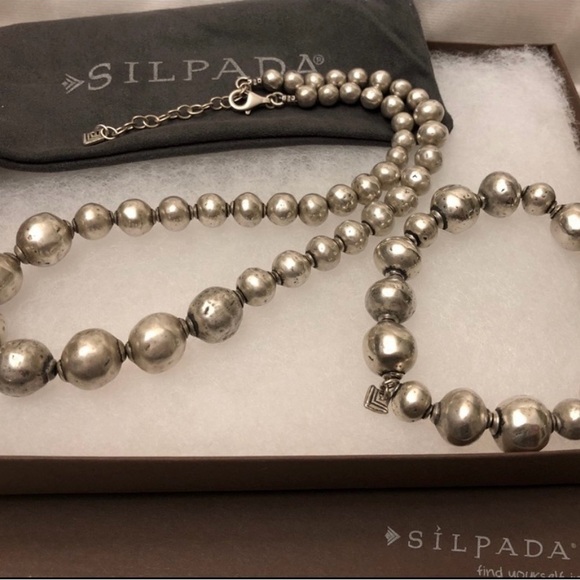 🩶SOLD🩶 Silpada Distressed Atmospheric Sterling Silver Bead Necklace & Bracelet - Picture 9 of 12